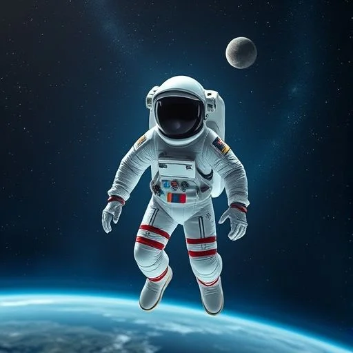 Panoramic view of an exoplanet and futuristic spacecraft